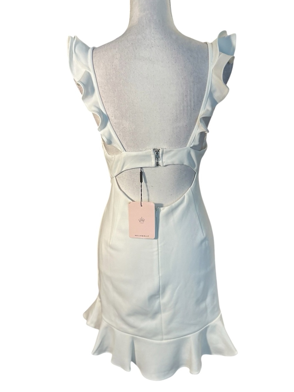 Hello Molly White Ruffle V-Neck Mini Dress - Picture 8 of 15